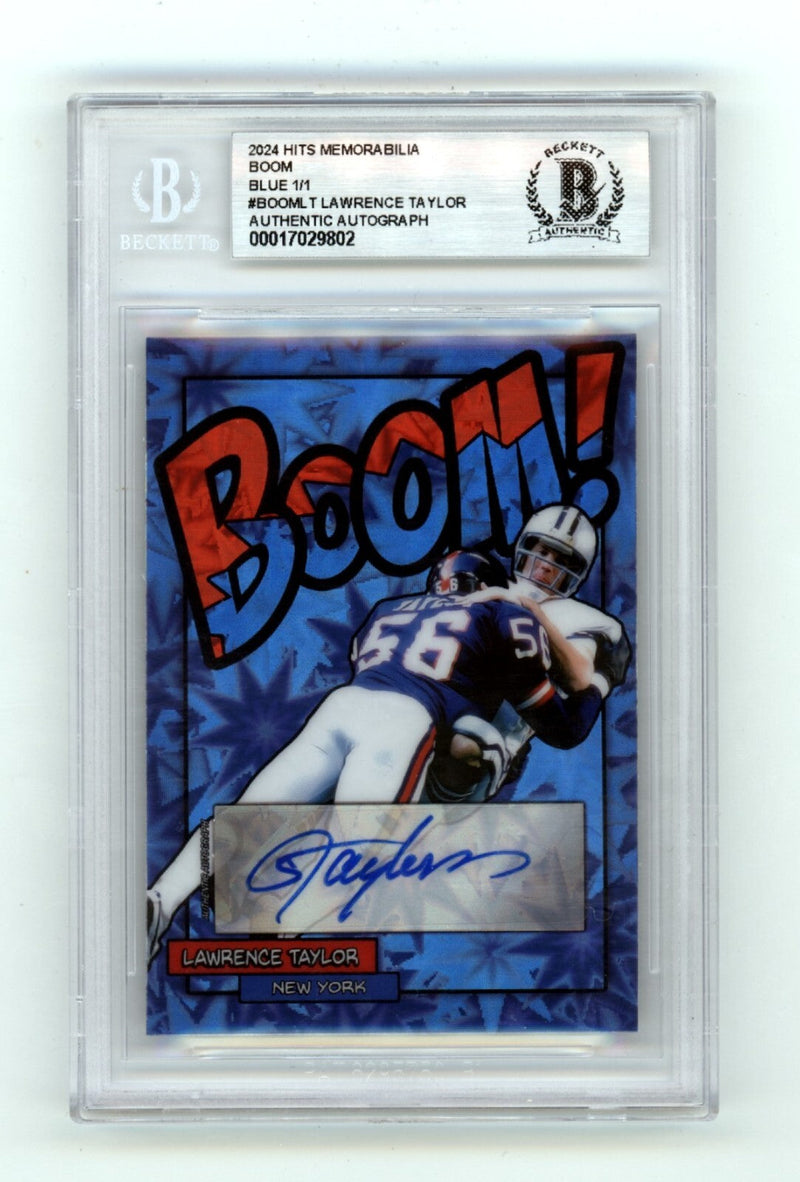 Lawrence Taylor 2024 Hits Memorabilia BOOM Blue #1/1 Signed BGS BAS Auto Giants