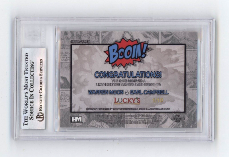 Warren Moon & Earl Campbell 2024 Hits BOOM Gold #1/10 Dual Signed BGS BAS Auto