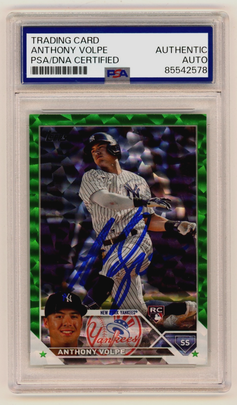 Anthony Volpe 2023 Topps Series 2 460 Green Foilboard RC /499 PSA Authentic Auto