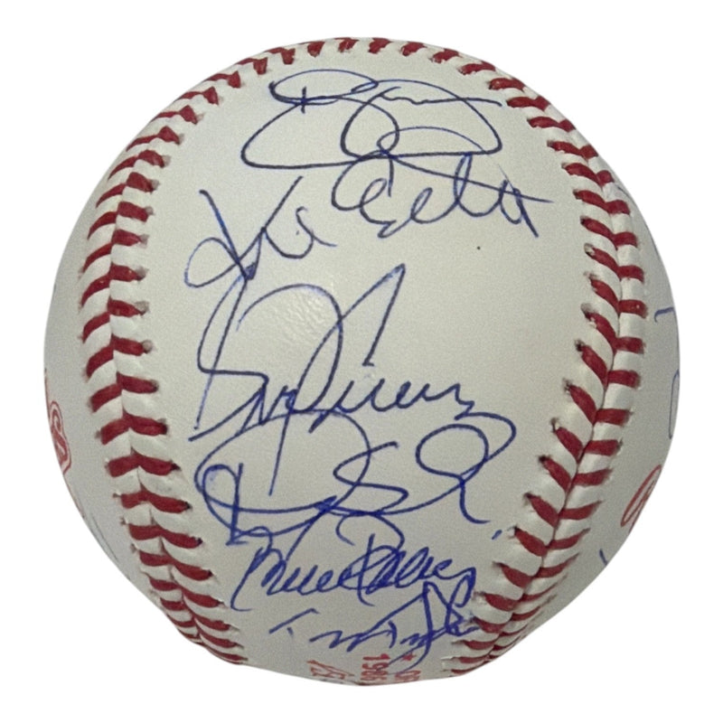 New York Mets Team Signed (23 Auto) 1986 World Series Logo Baseball Insc JSA COA