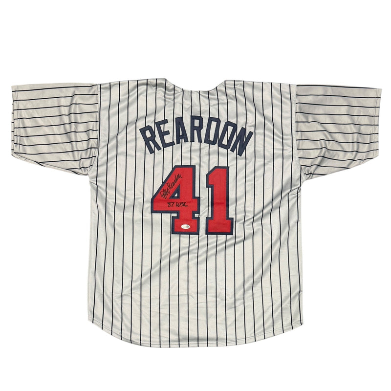 Jeff Reardon Signed Minnesota Twins Grey Custom Jersey 87 WSC JSA Witness COA