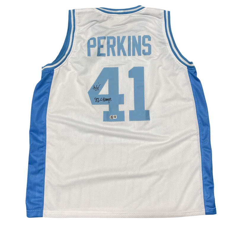 Sam Perkins Signed North Carolina UNC Custom Jersey w/ 82 Champs Beckett BAS COA