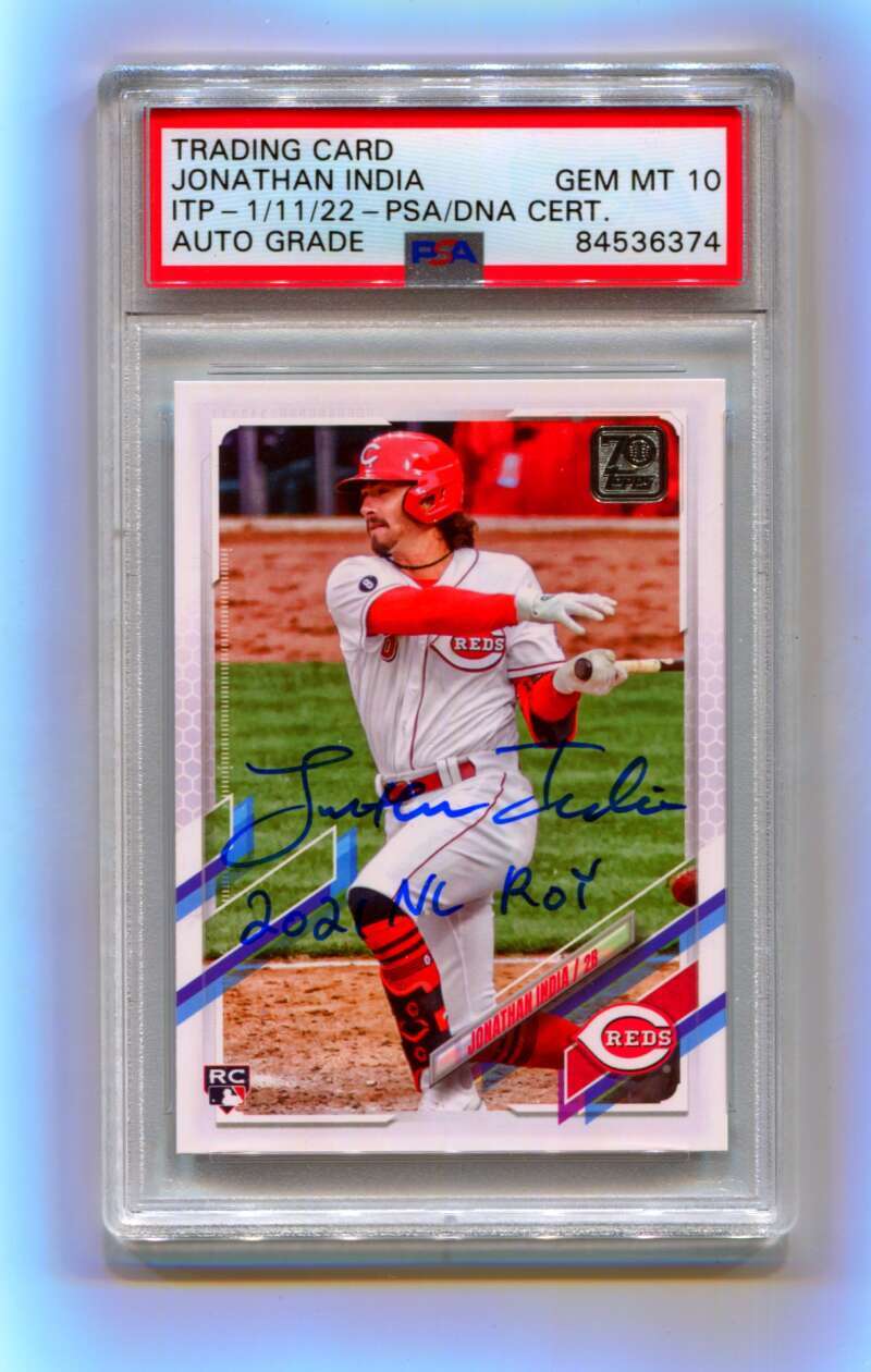 Jonathan India 2021 Topps Update #US286 Signed Rookie RC PSA 10 Auto ROY
