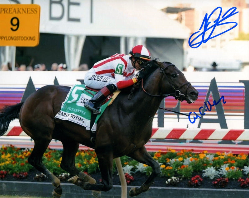 Jose Ortiz Chad C. Brown Signed Early Voting 2022 Preakness 8x10 Photo COA