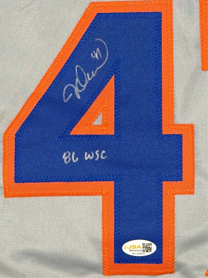 Jesse Orosco Signed New York Mets Custom Jersey w/ 86 WSC JSA Witness COA