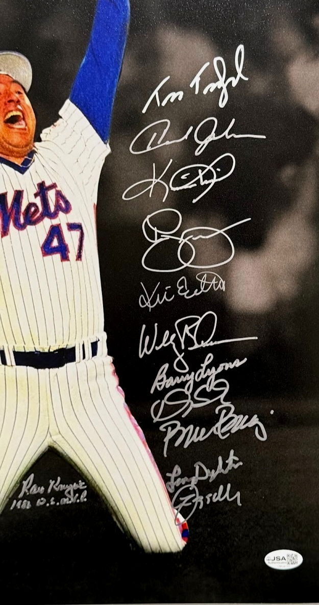 New York Mets 1986 World Series 23 Auto Team Signed 16x20 Photo w/ Insc. JSA COA
