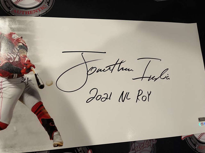 Jonathan India Signed Auto Autographed 30x15 Photo Print #2 PSA COA ROY Reds