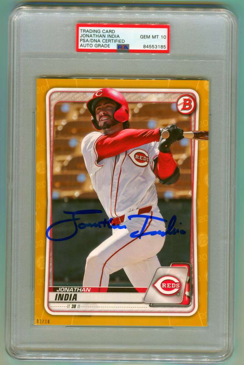 Jonathan India 2020 Bowman 5x7 Oversized Gold RC #/10 Signed PSA 10 Auto RC
