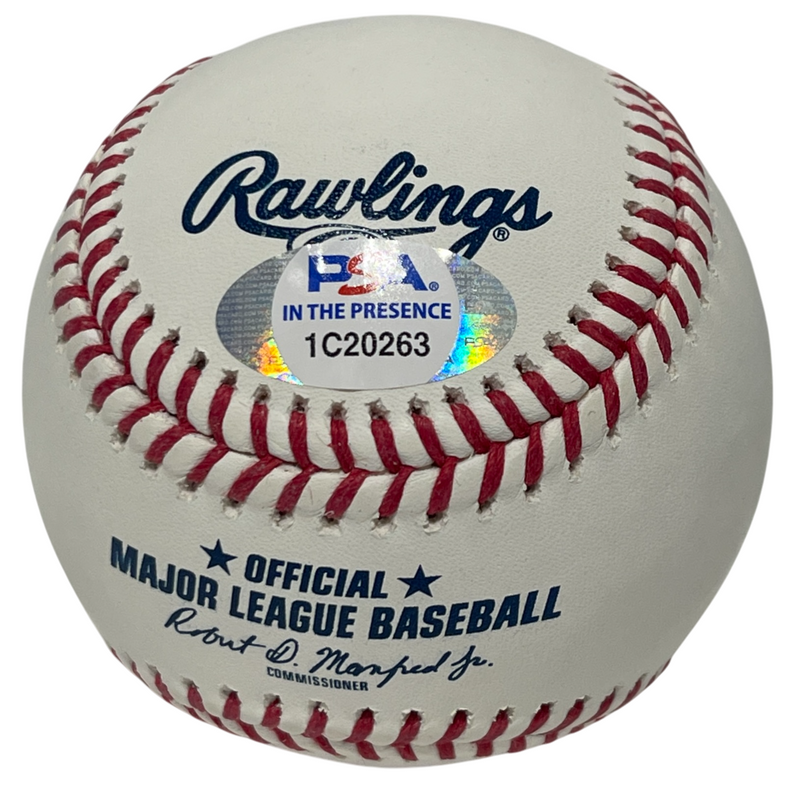 Luis Medina Signed Rawlings ROMLB Baseball PSA ITP COA Athletics