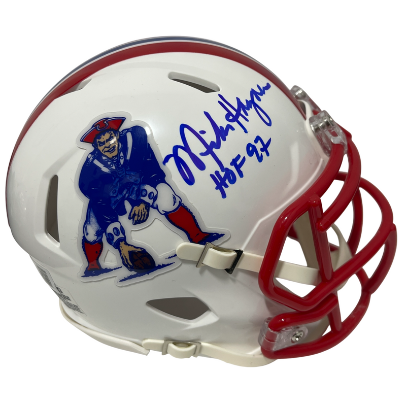 Mike Haynes Signed Patriots TB Mini Helmet w/ HOF 97 Beckett Witness BAS COA