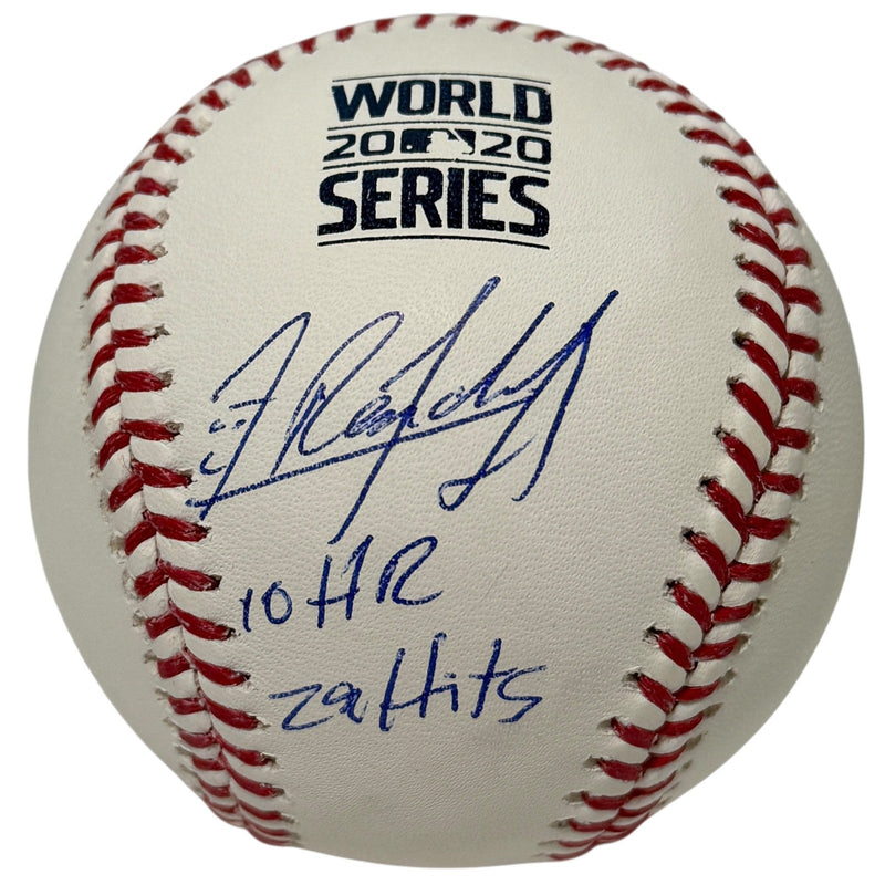 Randy Arozarena Signed 2020 World Series Baseball w/ 10 HR 29 Hits Insc. JSA COA