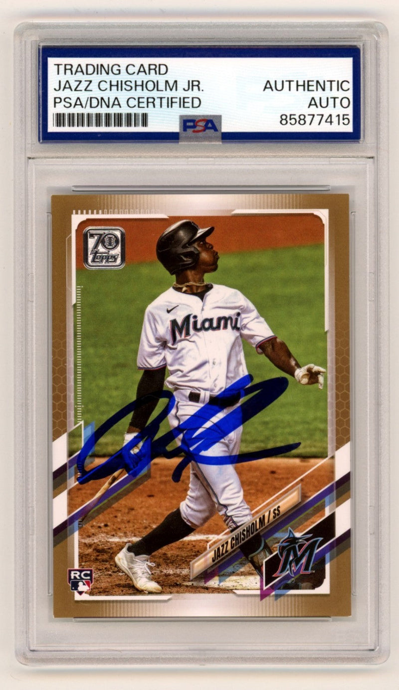 Jazz Chisholm 2021 Topps Series 2 Gold Signed Auto RC /2021 PSA Authentic Auto