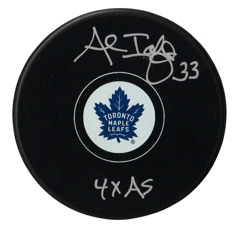 Al Iafrate Signed Maple Leafs Logo Puck w/ 4x AS Beckett Witness BAS COA