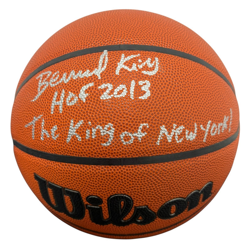 Bernard King Signed Wilson NBA Basketball w/ 2 Insc Beckett Witness BAS COA