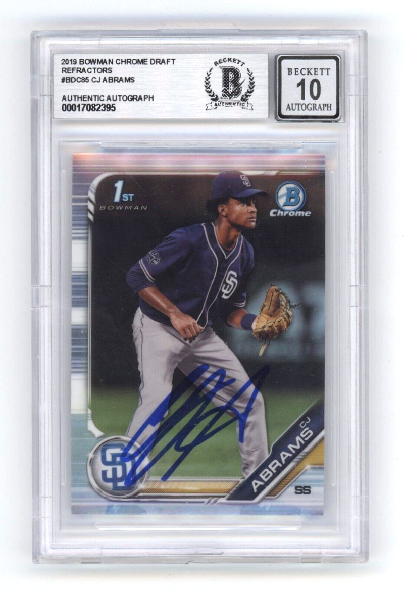 CJ Abrams 2019 Bowman Chrome Draft Refractor BDC85 1st Signed BAS BGS 10 Auto