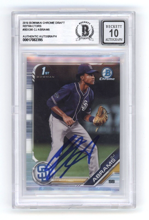 CJ Abrams 2019 Bowman Chrome Draft Refractor BDC85 1st Signed BAS BGS 10 Auto