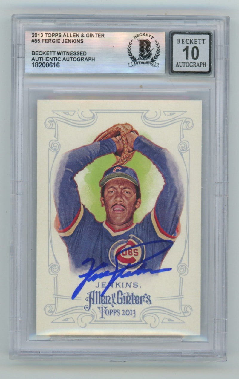 Fergie Jenkins 2013 Topps Allen & Ginter #55 Signed Beckett BGS 10 Auto Cubs HOF