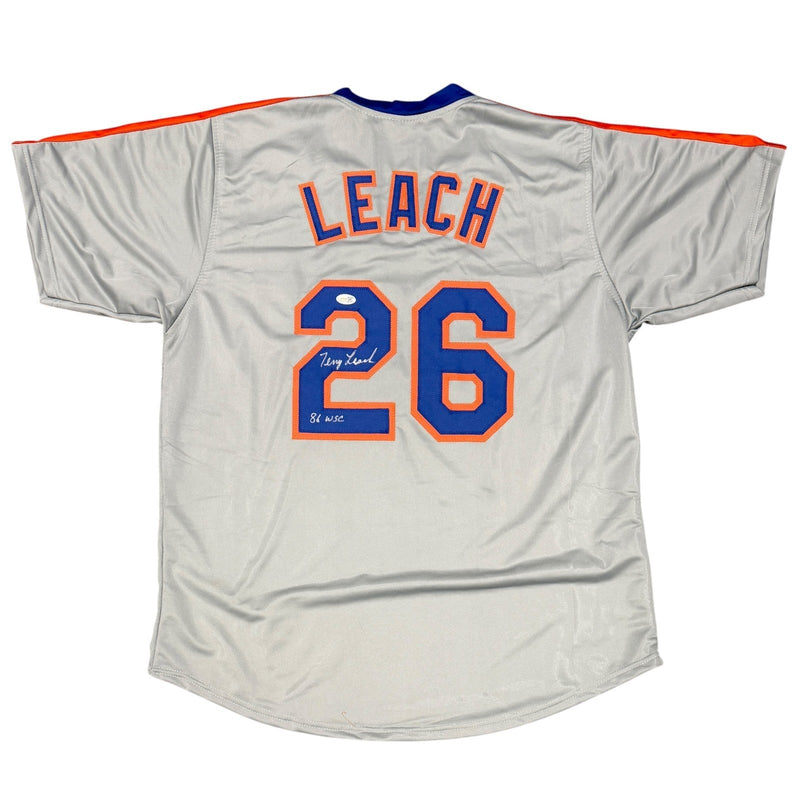 Terry Leach Signed New York Mets Custom Jersey w/ 86 WSC JSA Witness COA