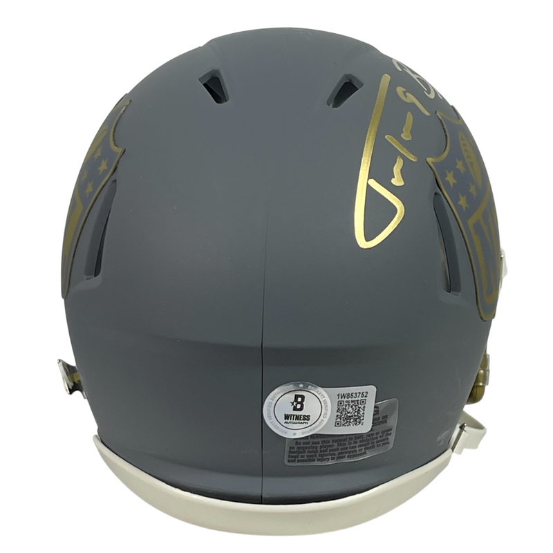 Justin Tucker & Brandon Aubrey Signed NFL Logo Slate Mini Helmet BAS Wit COA