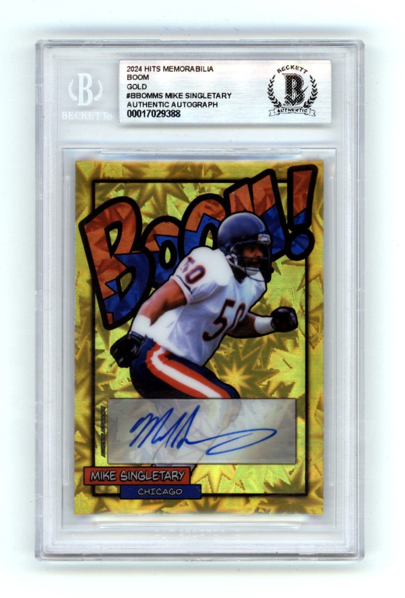 Mike Singletary 2024 Hits Memorabilia BOOM Gold #/10 Signed BGS BAS Auto Bears