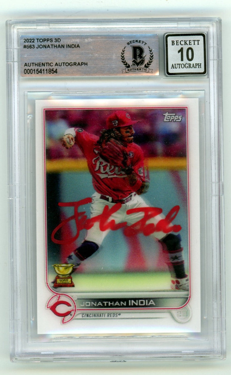 Jonathan India 2022 Topps 3D #563 Signed Beckett BGS 10 Auto Kansas City Royals