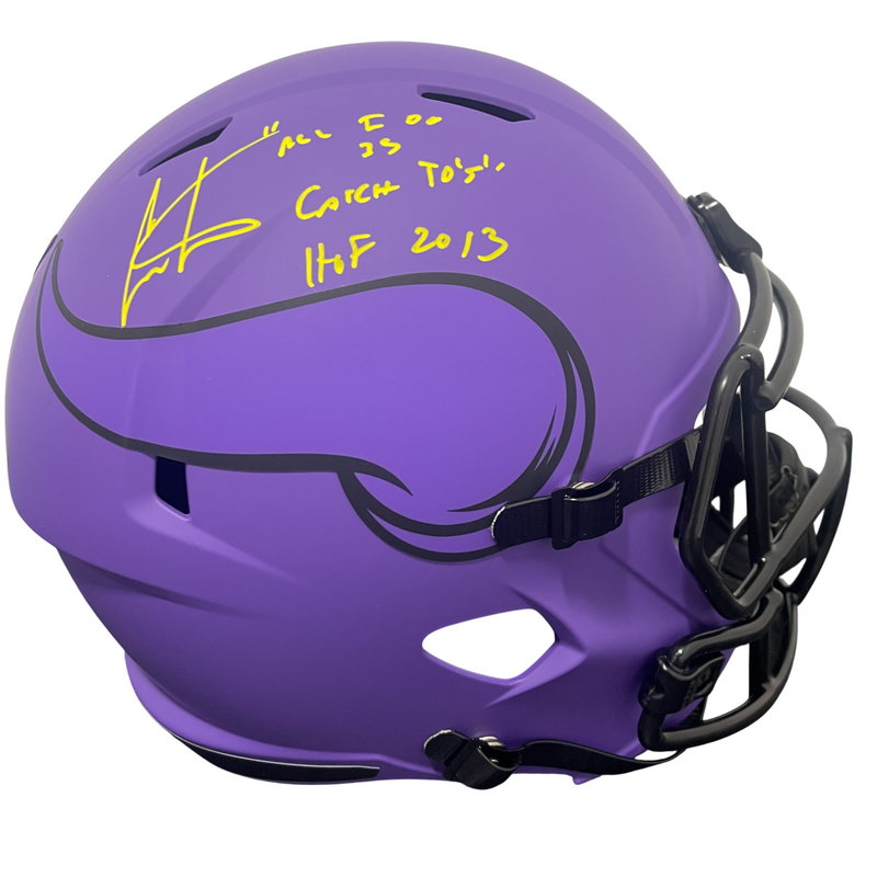 Cris Carter Signed Vikings Rave Full Size FS Helmet w/ HOF + TDs Beckett BAS COA