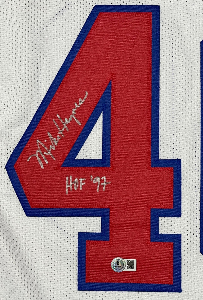 Mike Haynes Signed Patriots Custom Jersey w/ HOF 97 Beckett Witness BAS COA