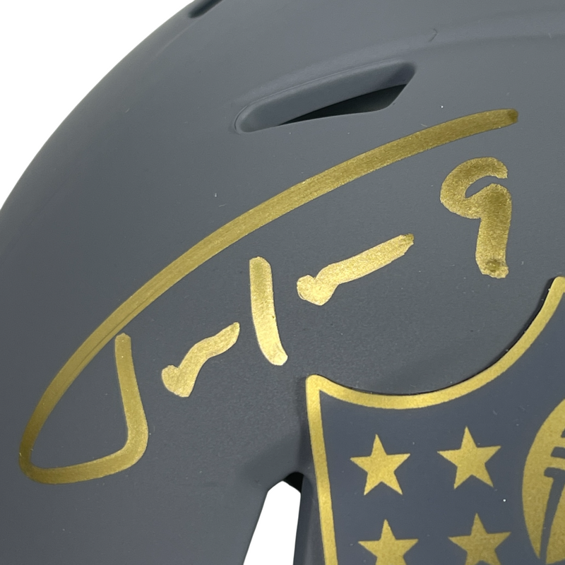 Justin Tucker & Brandon Aubrey Signed NFL Logo Slate Mini Helmet BAS Wit COA