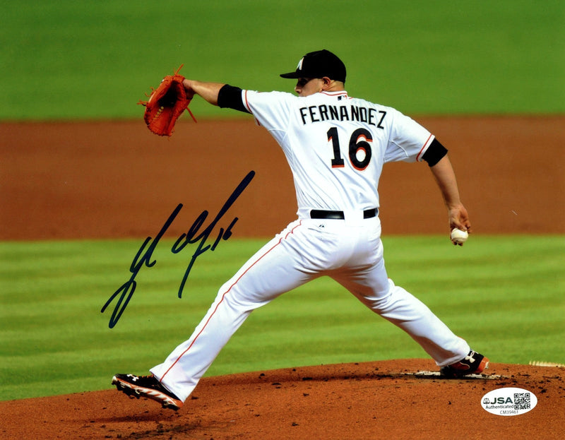 Jose Fernandez Signed Autographed Miami Marlins 8x10 Photo JSA COA