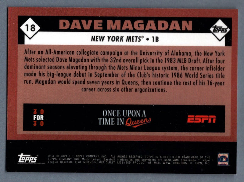 Dave Magadan Signed 2021 Topps Once Upon a Time in Queens #18 B/W LSCM COA
