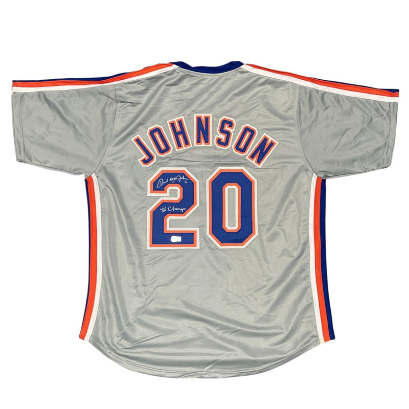 Howard "Hojo" Johnson Signed Mets Custom Jersey w/ 86 Champs Beckett Wit BAS COA