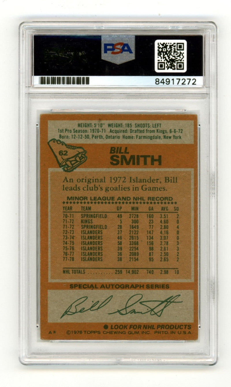 Billy Smith 1978-79 Topps #62 Signed PSA Authentic Blue Auto Islanders HOF