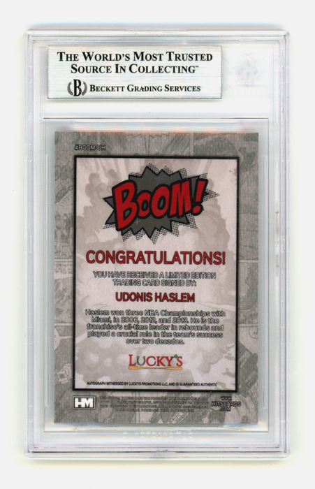 Udonis Haslem 2024 Hits Memorabilia BOOM Silver Signed BGS BAS Auto Miami Heat