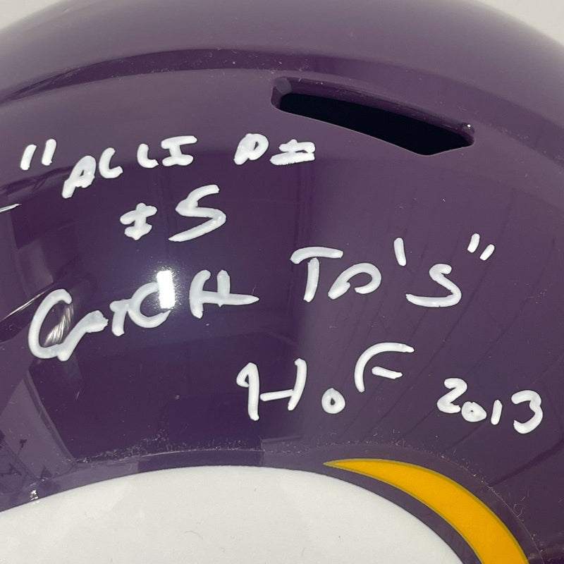 Cris Carter Signed Vikings TB Full Size FS Helmet w/ HOF + TDs Beckett W BAS COA