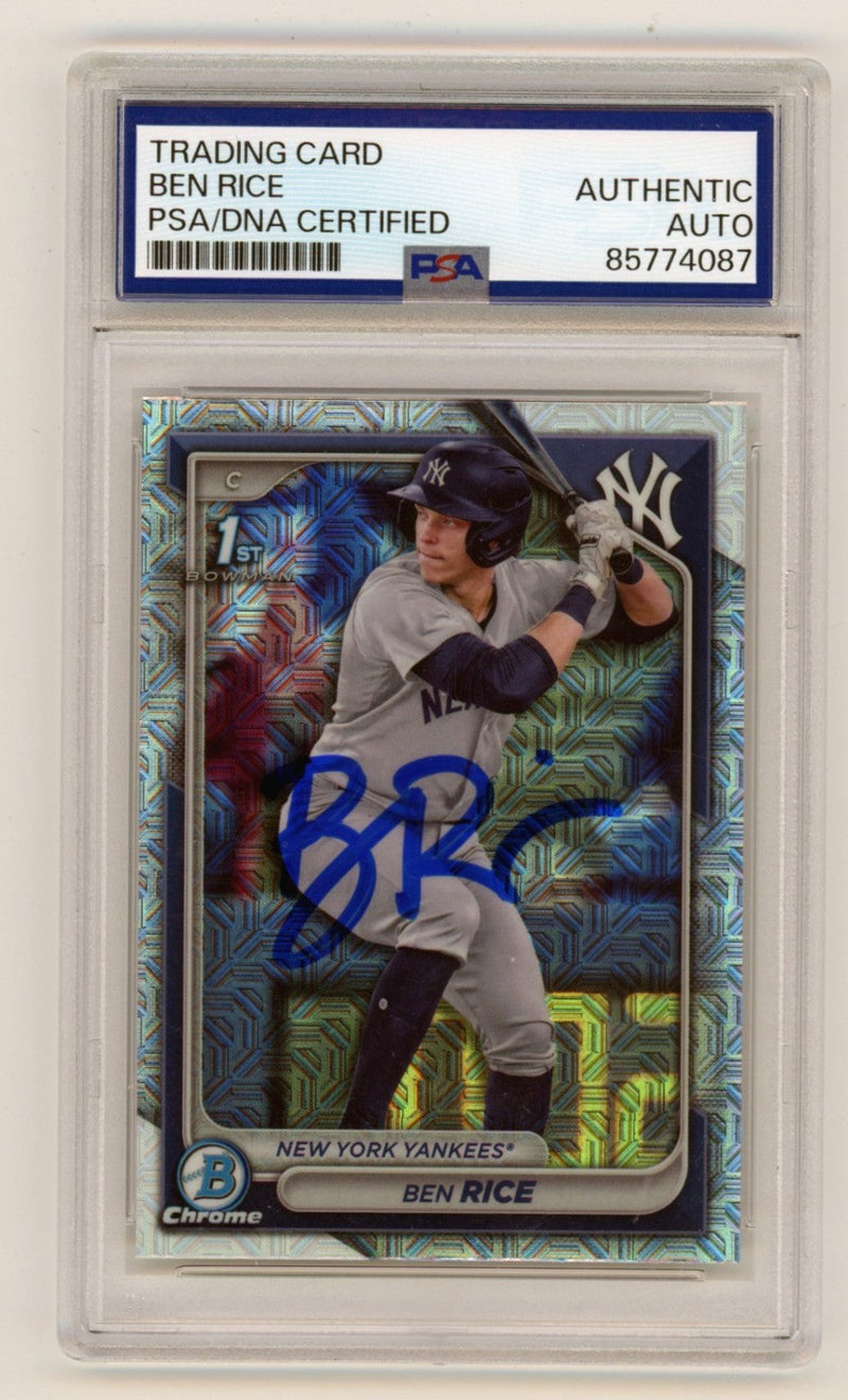 Ben Rice 2024 Bowman Chrome 1st Mojo Refractor Signed RC PSA Authentic Auto NYY