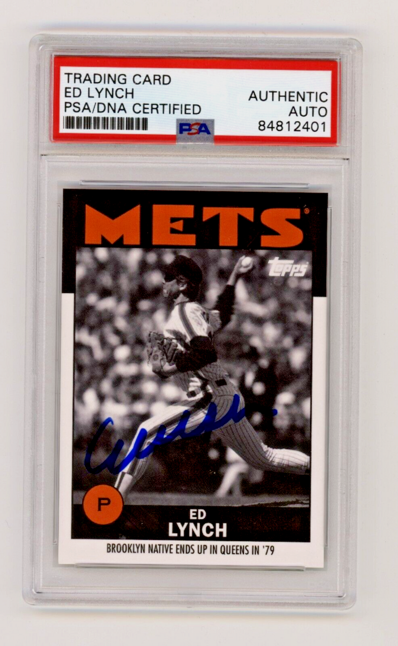 Ed Lynch 2021 Topps Once Upon a Time in Queens B/W #16 Signed PSA Auto Mets