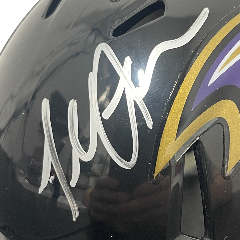 Terrell Suggs Signed Baltimore Ravens Speed Mini Helmet Beckett Witness BAS COA