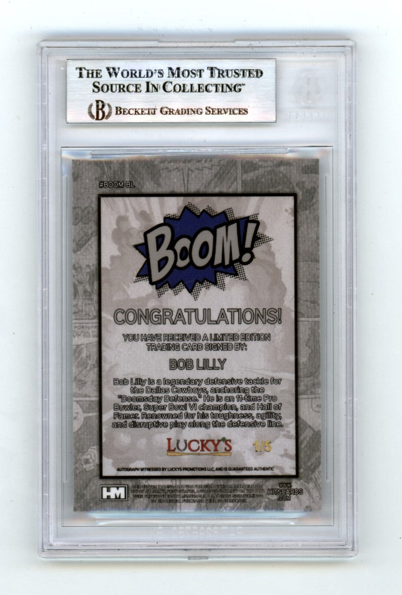 Bob Lilly 2024 Hits Memorabilia BOOM Blue #/5 Signed BGS BAS Auto HOF 1980 Insc.