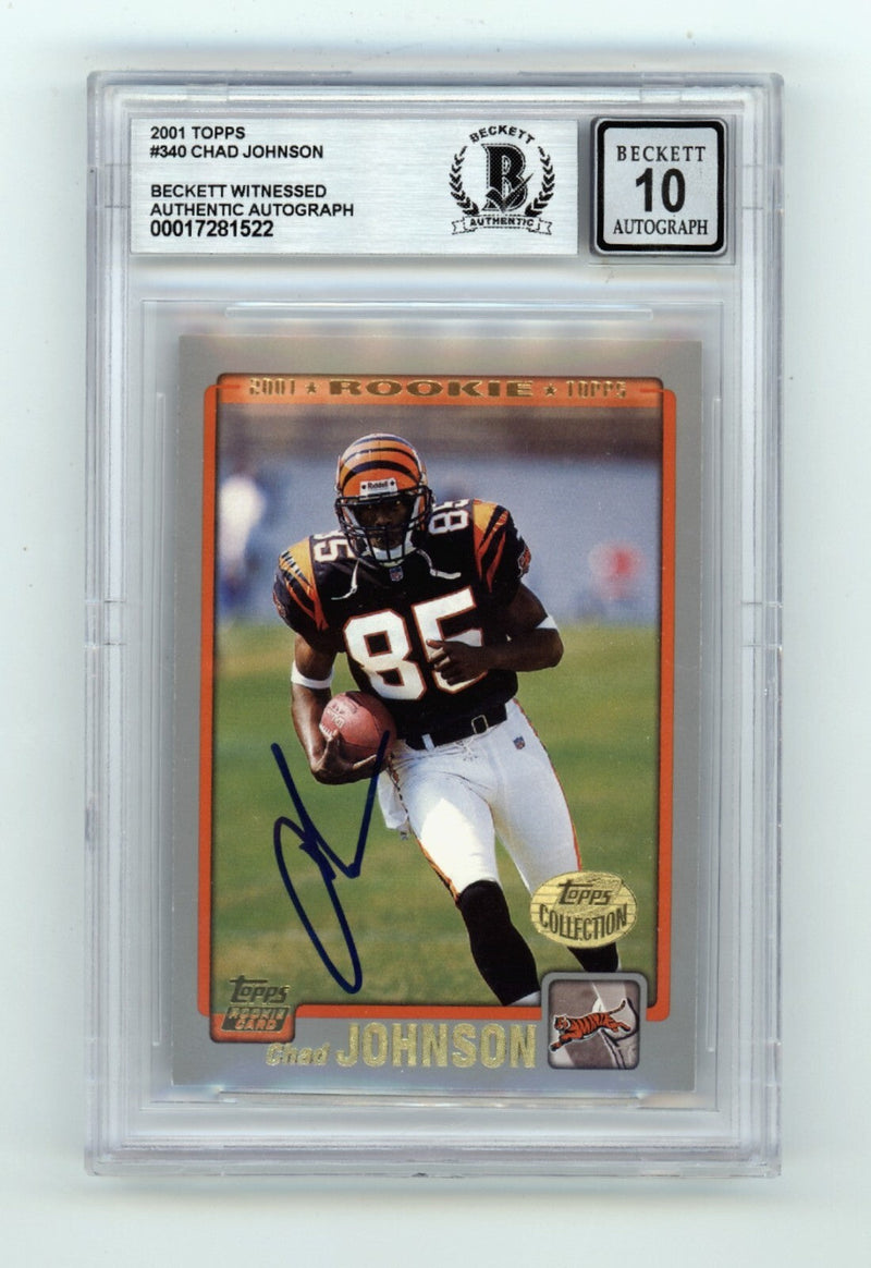 Chad Johnson 2001 Topps Collection #340 Rookie RC Signed Beckett BGS 10 Auto