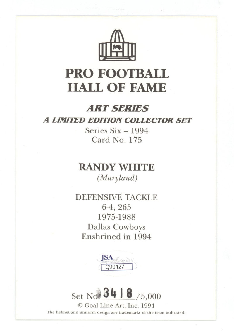 Randy White Signed Auto GLAC Goal Line Art Card /5000 w/ HOF 94 JSA COA Cowboys