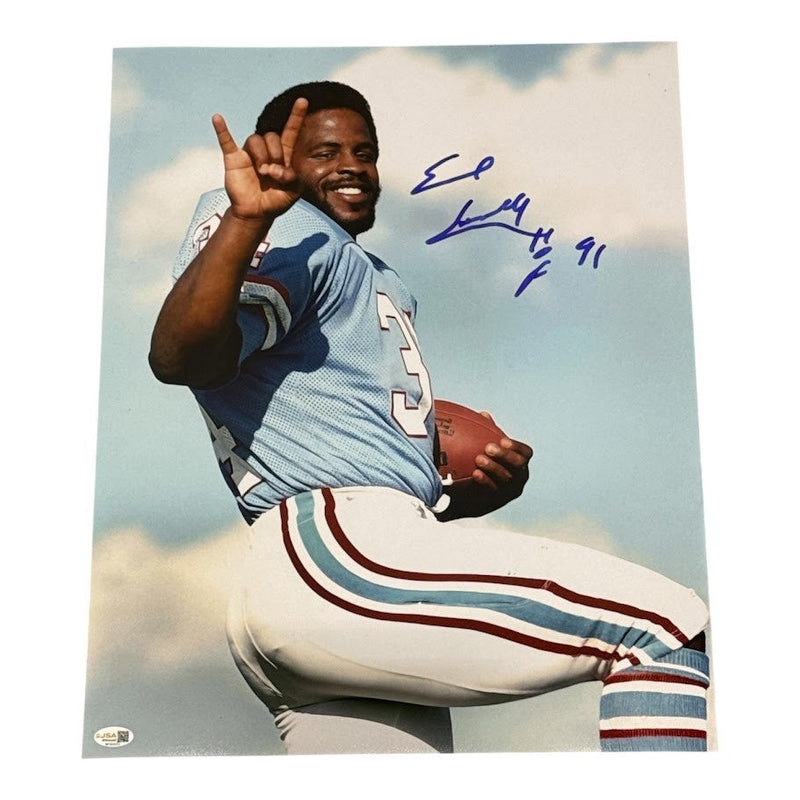 Earl Campbell Signed Houston Oilers 16x20 Photo W/ HOF 91 Ins JSA Witness COA