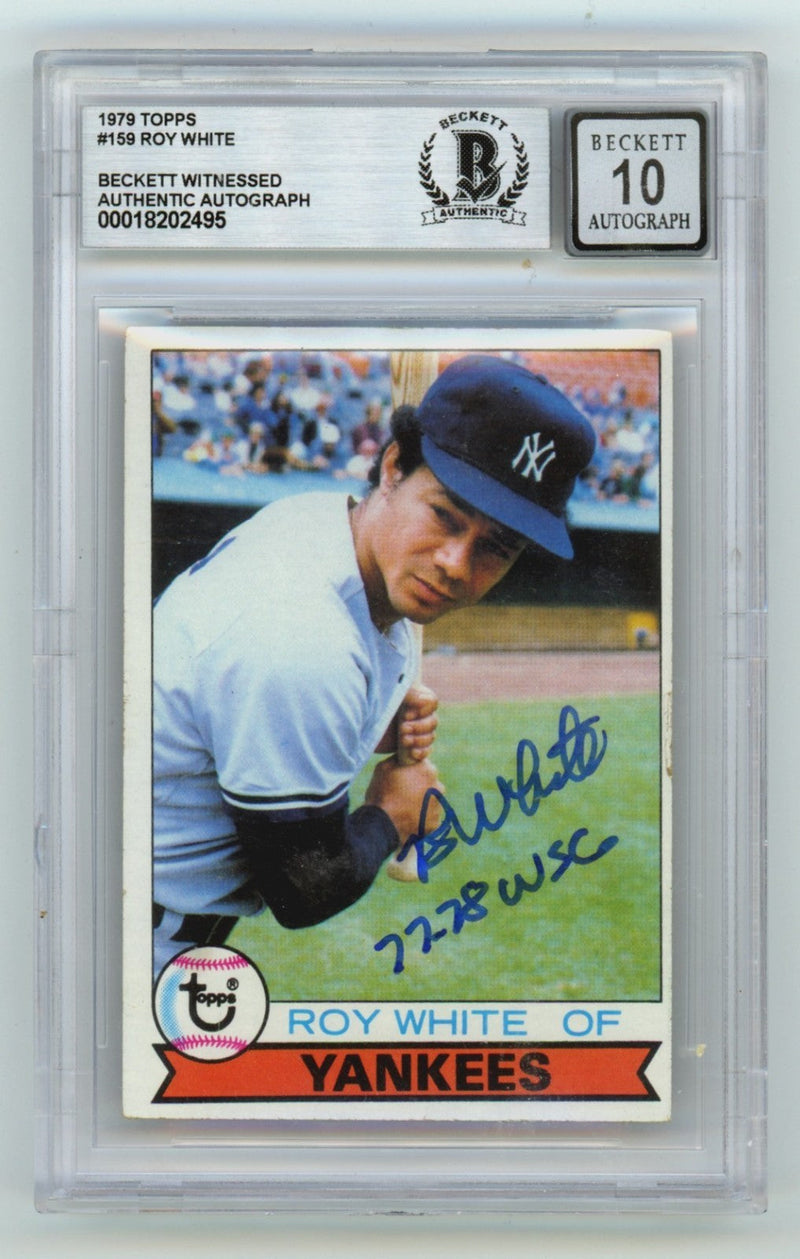 Roy White 1979 Topps #159 Signed w/ 77-78 WSC Inscription Beckett BGS 10 Auto