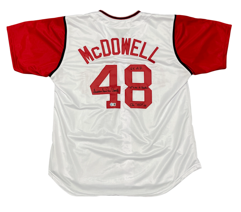 Sam McDowell Signed Cleveland Indians Custom Jersey w/ 4 Insc Beckett W BAS COA