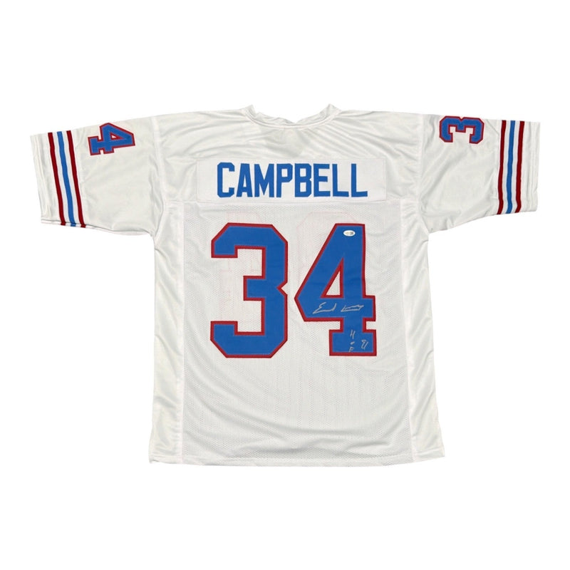 Earl Campbell Signed Houston Oilers Custom Jersey w/ HOF 91 JSA Witness COA