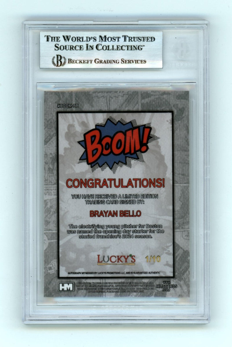Brayan Bello 2024 Hits Memorabilia BOOM Gold #/10 Signed BGS BAS Auto Red Sox