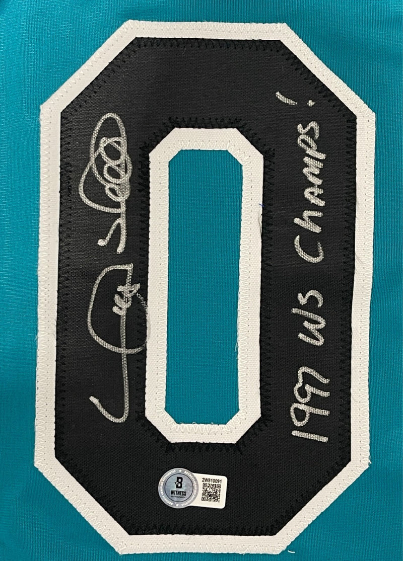 Gary Sheffield Signed Florida Marlins Custom Jersey 97 WS Champs Beckett BAS COA