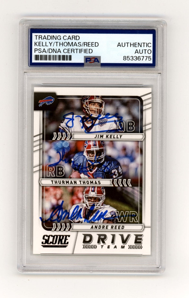 Kelly Thomas Reed 2017 Panini Score Drive Team #9 Triple Signed PSA Auto Bills