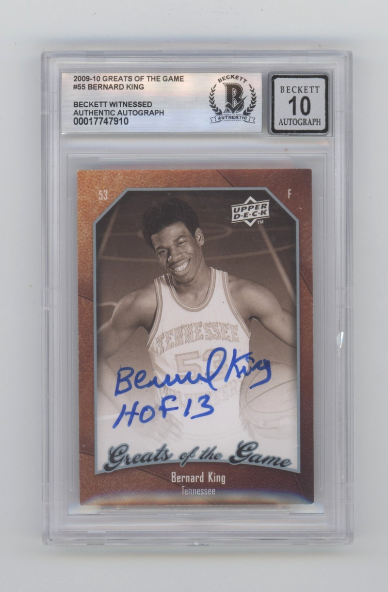 Bernard King 2009 UD Greats of the Game #55 Signed w/HOF 13 Beckett BGS 10 Auto