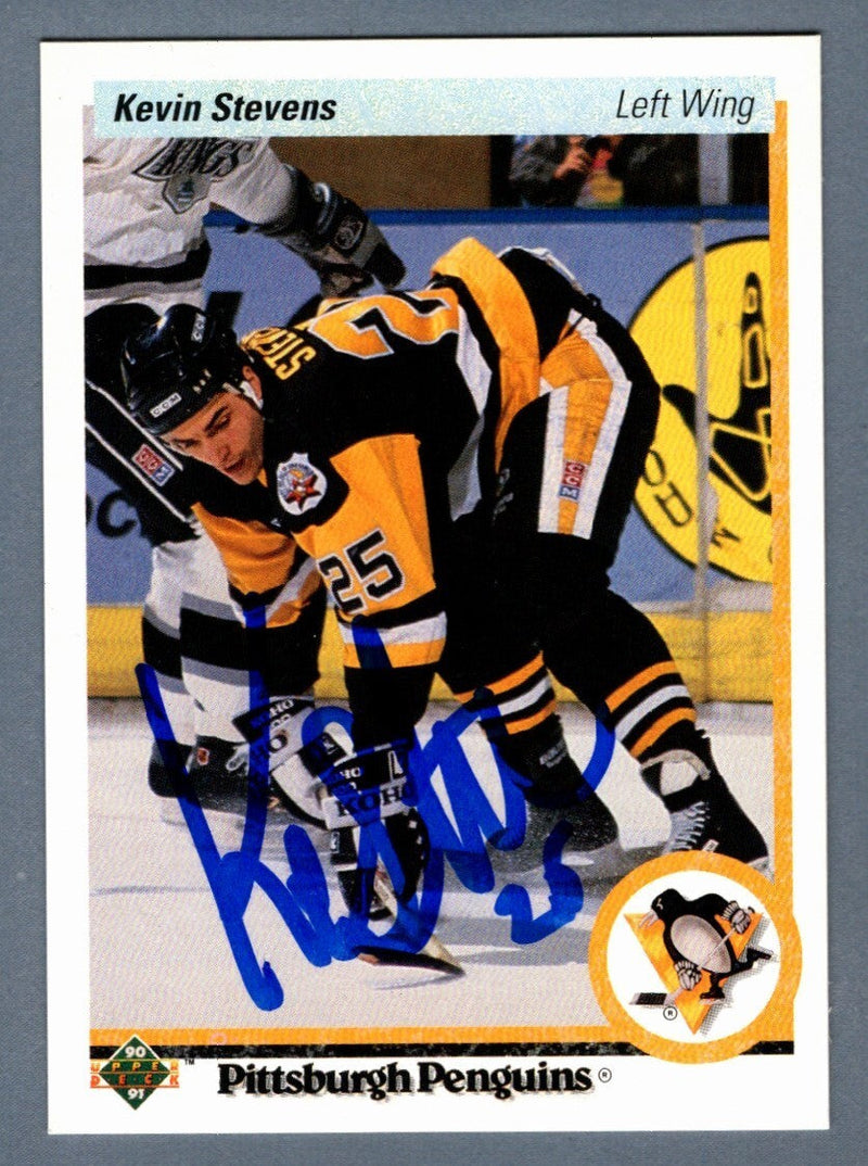Kevin Stevens Signed 1990-91 Upper Deck NHL Rookie RC #14 LSCM COA Penguins
