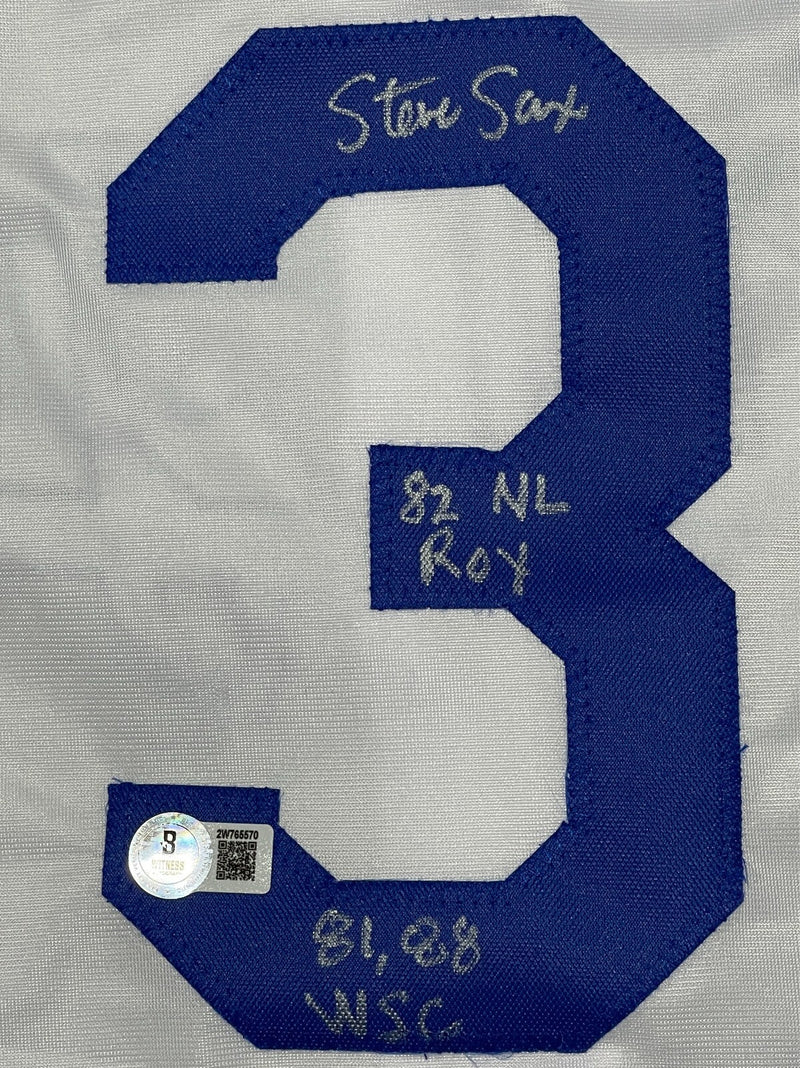 Steve Sax Signed Los Angeles Dodgers Custom Jersey w/ 2 Insc Beckett W BAS COA